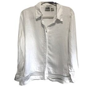 Edward Button Down Shirt Womens Large White 100% Irish Linen Summer Minimalist